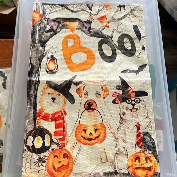 NIP Boo Pumpkin Dog Halloween Garden Flag 12×18 Double Sided Burlap Flag - Picture 2 of 5